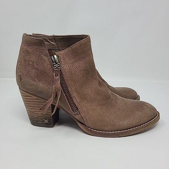 Sam Edelman Macon Bootie Size 7.5 Brown Suede Leather Side Zipper Ankle Boot - Picture 5 of 9